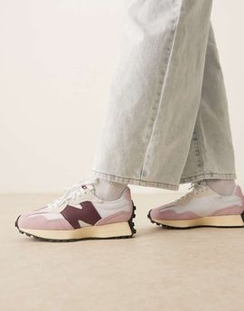 New Balance New Balance 327 sneakers in white with pink and burgundy details