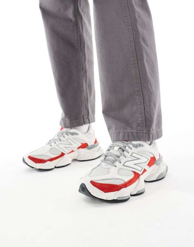 New Balance New Balance 9060 unisex sneaker in white with red detail