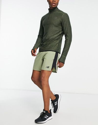 New Balance New Balance Tenacity 7 inch shorts in olive-Green