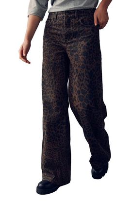 NEXT NEXT Animal Print High Waist Wide Leg Jeans