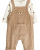 NEXT NEXT Bear Long Sleeve Bodysuit & Corduroy Overalls Set - 1