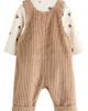 NEXT NEXT Bear Long Sleeve Bodysuit & Corduroy Overalls Set - 2
