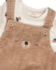NEXT NEXT Bear Long Sleeve Bodysuit & Corduroy Overalls Set - 3
