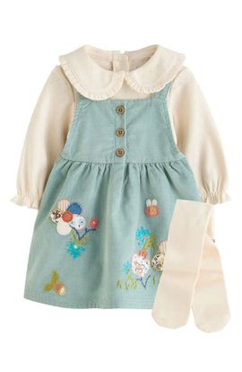 NEXT NEXT Cord Pinafore Dress, Bodysuit & Tights Set