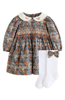 NEXT NEXT Ditsy Floral Smocked Dress, Knickers & Socks Set