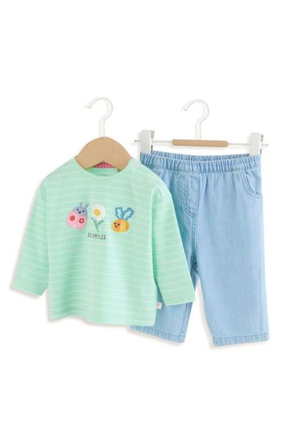 NEXT NEXT Embroidered Long Sleeve Top & Jeans Set