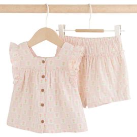 NEXT NEXT Floral Check Cotton Gauze Top & Shorts