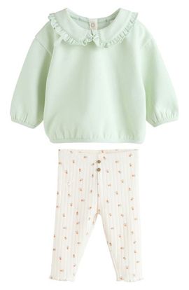 NEXT NEXT Frill Collar Sweater & Print Leggings Set