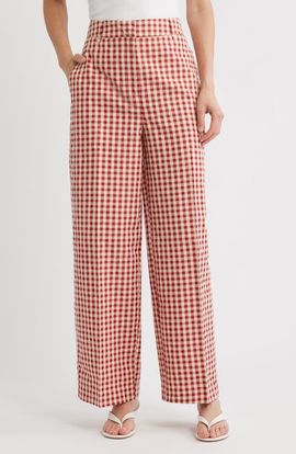 NEXT NEXT Gingham Relaxed Wide Leg Pants