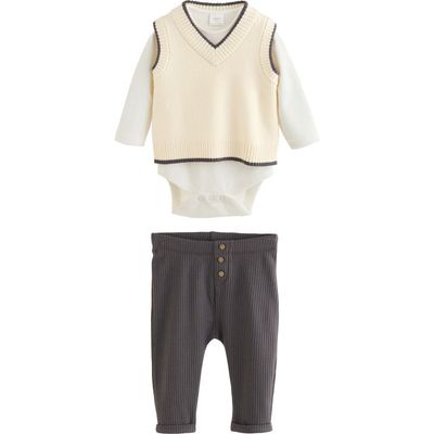 NEXT NEXT Kids' 3-Piece Sweater Vest, Bodysuit & Leggings Set