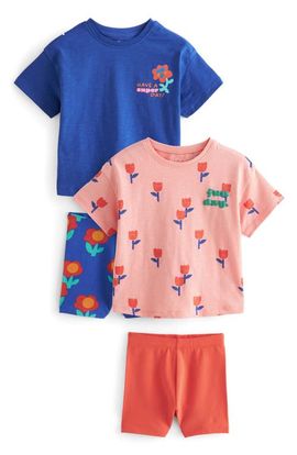 NEXT NEXT Kids' 4-Pack Cotton Graphic T-Shirts & Bike Shorts Set
