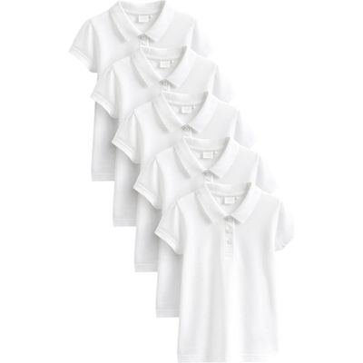 NEXT NEXT Kids' 5-Pack Girls Uniform Short Sleeve Piqué Polos