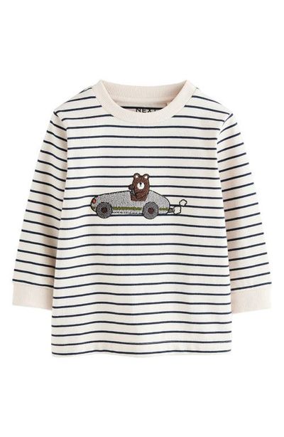 NEXT NEXT Kids' Appliqué Long Sleeve Cotton Graphic T-Shirt