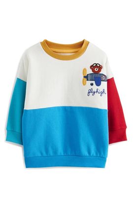 NEXT NEXT Kids' Bear Appliqué Colorblock Cotton Graphic Sweatshirt