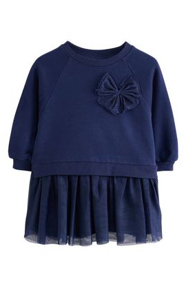NEXT NEXT Kids' Bow Appliqué Mixed Media Dress