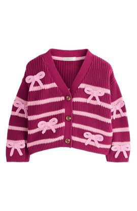 NEXT NEXT Kids' Bow Detail Stripe Cardigan