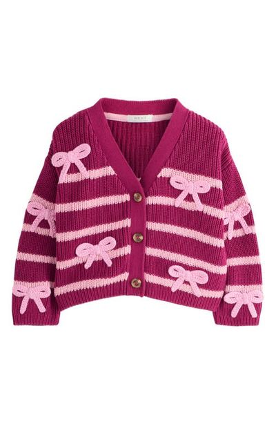 NEXT NEXT Kids' Bow Detail Stripe Cardigan