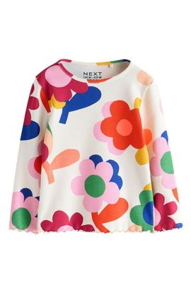 NEXT NEXT Kids' Bright Floral Print Long Sleeve Rib T-Shirt