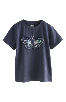 NEXT NEXT Kids' Butterfly Embellished Cotton Graphic T-Shirt