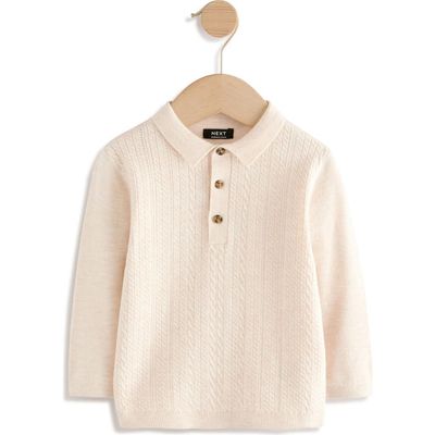 NEXT NEXT Kids' Cable Knit Long Sleeve Polo