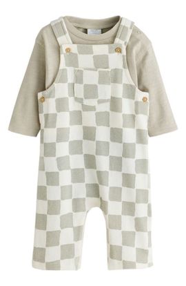 NEXT NEXT Kids' Checkerboard Dungaree & Bodysuit Set