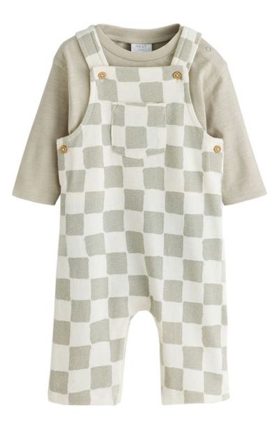 NEXT NEXT Kids' Checkerboard Dungaree & Bodysuit Set
