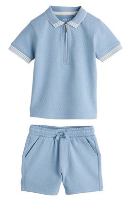 NEXT NEXT Kids' Core Quarter Zip Polo & Shorts Set