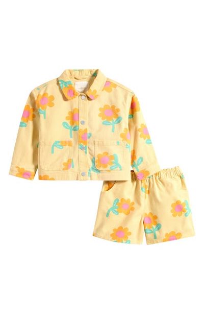 NEXT NEXT Kids' Cotton Twill Snap-Up Shirt & Shorts Set