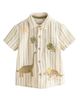 NEXT NEXT Kids' Dino Embroidered Stripe Short Sleeve Button-Up Shirt - 1