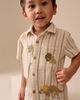 NEXT NEXT Kids' Dino Embroidered Stripe Short Sleeve Button-Up Shirt - 2