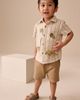 NEXT NEXT Kids' Dino Embroidered Stripe Short Sleeve Button-Up Shirt - 5