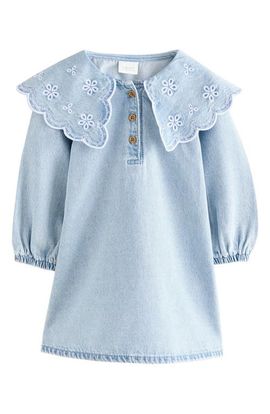 NEXT NEXT Kids' Embroidered Collar Denim Dress