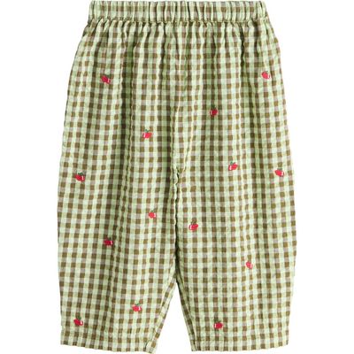 NEXT NEXT Kids' Embroidered Cotton Gingham Pants