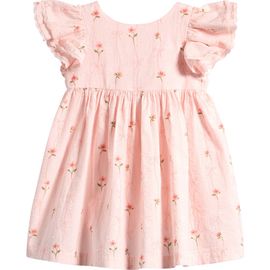 NEXT NEXT Kids' Floral Embroidered Flutter Sleeve Cotton Sundress