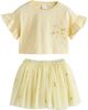 NEXT NEXT Kids' Flower Embroidered Ruffle Sleeve Shirt & Tulle Skirt Set - 1