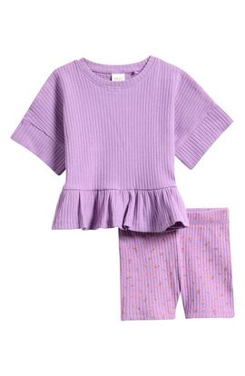 NEXT NEXT Kids' Frill Rib Top and Floral Shorts Set