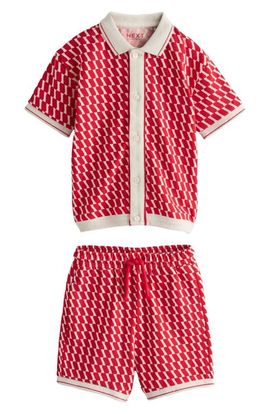 NEXT NEXT Kids' Geo Cotton Button-Up Shirt & Shorts Set