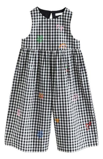 NEXT NEXT Kids' Gingham Embroidered Wide Leg Jumpsuit
