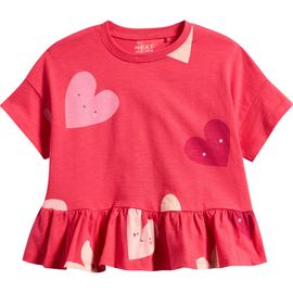 NEXT NEXT Kids' Heart Peplum Cotton Graphic T-Shirt