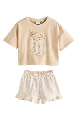 NEXT NEXT Kids' Lemon Appliqué T-Shirt & Frill Shorts Set