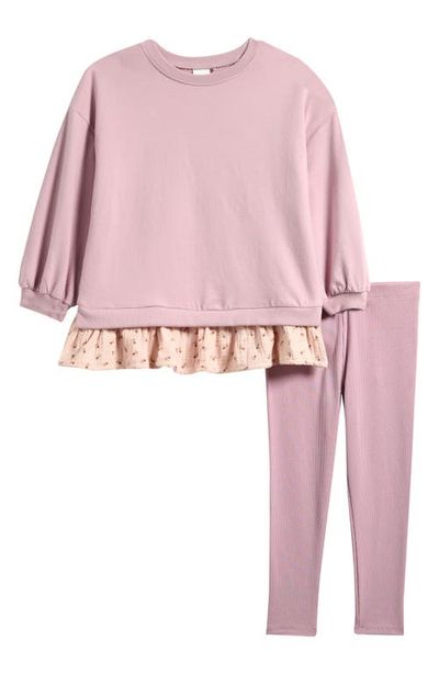 NEXT NEXT Kids' Long Sleeve Cotton Peplum T-Shirt & Leggings Set