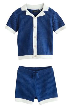 NEXT NEXT Kids' Open Knit Camp Shirt & Shorts Set