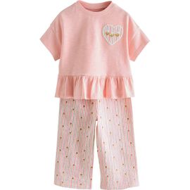 NEXT NEXT Kids' Peplum T-Shirt & Wide Leg Pants Set