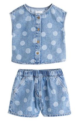 NEXT NEXT Kids' Polka Dot Tank & Denim Shorts Set