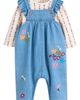 NEXT NEXT Kids' Print Bodysuit & Embroidered Denim Overalls Set - 1