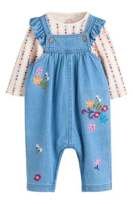 NEXT NEXT Kids' Print Bodysuit & Embroidered Denim Overalls Set