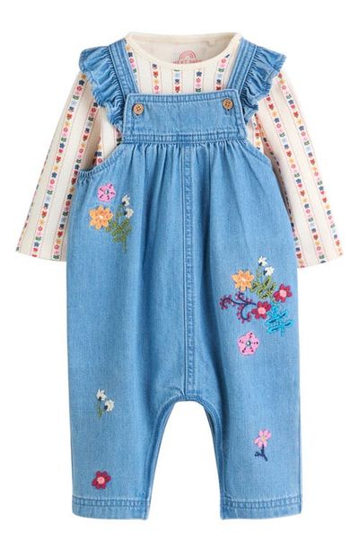 NEXT NEXT Kids' Print Bodysuit & Embroidered Denim Overalls Set
