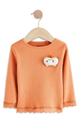 NEXT NEXT Kids' Pumpkin Appliqué Rib Long Sleeve Top