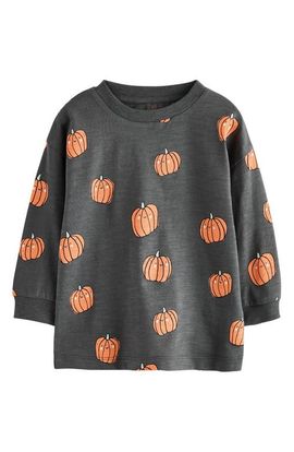 NEXT NEXT Kids' Pumpkin Print Long Sleeve Cotton T-Shirt
