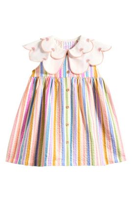 NEXT NEXT Kids' Rainbow Stripe Frill Collar Dress